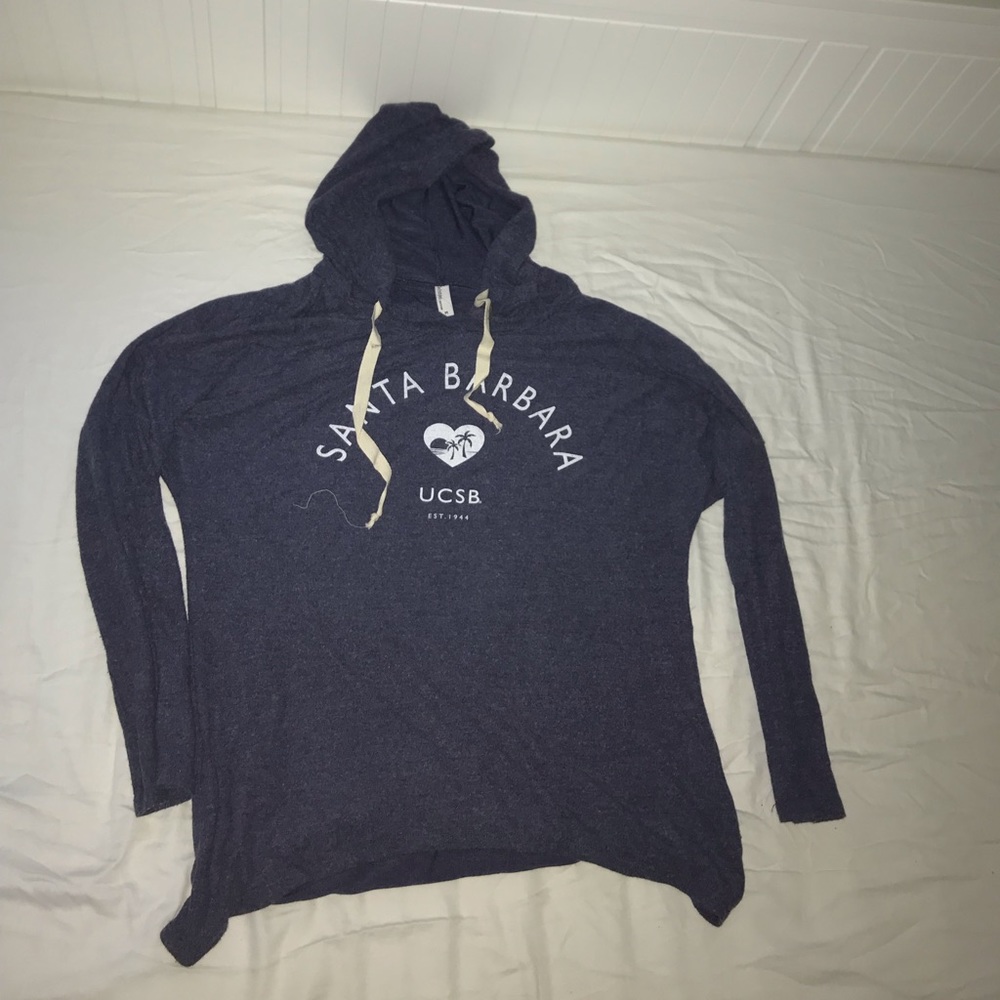 grey hooded Santa Barbara sweatshirt